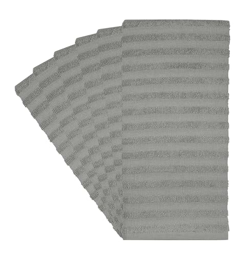 Image of Premium Kitchen Towels (20 inchx 28 inch, 6 Pack) | Large Cotton Dish Towels 450 GSM | Highly Absorbent Terry Kitchen Linen Set with Hanging Loop | Gray Solid