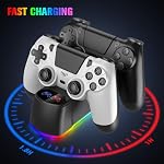 ewnol 2 Pack Controllers with Charging Dock Station for PS4 Controller, Wireless Controller Compatible with PS4/Pro/Slim Consoles, with LED Charging Dock, Black & White - Image 4