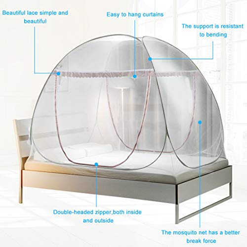 Omont Pop Up Bed Net Tent With Bottom, Folding Design Bed Canopy For Bedroom And Outdoor Trip,Easy To Install And Wash For Twin To King Size Bed (79 X71X59 Inch) #TOP4