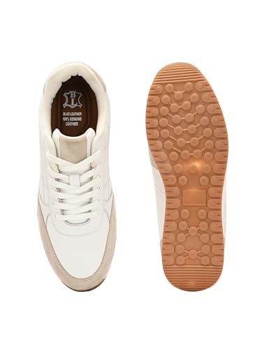 Image of Blue Leather by Centrino Genuine Leather Men's Sneakers | Leather Made Cushioned Insole Comfortable Shoes | Trendy & Stylish Modern Sneakers | Durable TPR Sole (4089)