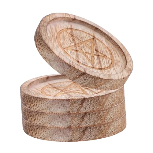 Hemobllo 4 Piezas Soporte de Vela Altar de Madera con Rústico para Tealight y Quemador de Incienso Decoración de Granja Ritual