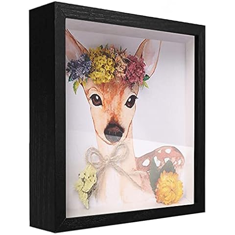 SUNMEG 4x6 Shadow Box Frame Display Case, Wood with Plastic, Display Case Box for Memorabilia, Medal, Crafts,Tickets and Photos, Picture Frame for Wall and Tabletop (Black, 4x6) Cover