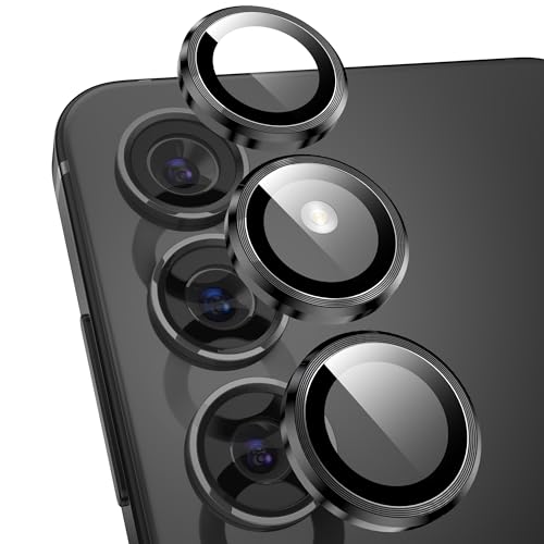YWXTW Camera Lens Protector for Samsung Galaxy S24 Plus Accessories, 9H Tempered Glass Metal Individual Ring Camera Cover Screen Protector for S24 Plus, Case Friendly, Anti Scratch (Onyx Black)