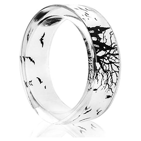 NDJEWELRY Handmade Jewelry Bat and Castle Pattern Women's Engagement Wedding Resin Band Promise Rings Size 7 Cover