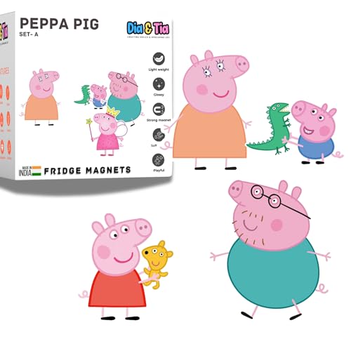 Image of Dia & Tia -Premium Fridge Magnets -Handmade in India for Office, Kitchen, refrigirators, Magnetic Boards -Motivational Quotes, Indian Culture, Gamers, Cute Cartoons, Decor (Peppa n George)