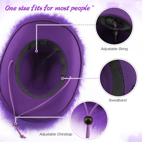 Image of DRESHOW Cowboy Hat for Women and Men Wide Brim Western Cowboy Cowgirl Hat with Belt Buckle Unisex Rolled up Caps