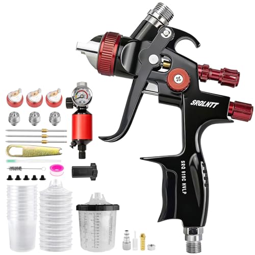 819 HVLP Air Spray Gun Kit with 1.4/1.7/2.0mm Nozzles, Paint Gun Includes 10 x 650ml Mixing Cups,...
