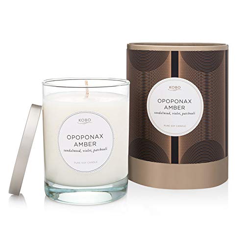 KOBOOpoponax Amber Candle (11 oz) | 100% Pure Soy Candle | All Natural Scented Candle, Hand-Poured in USA | 80 Hour Long Burning Candles | Scented Candles for Home