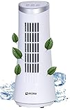 ecosa Tischventilator sehr leise | Ventilator klein | Turmventilator | 30cm Höhe | sehr leise geeignet für Büro Schlafzimmer | Windmaschine | Miniventilator | Luftkühler (Widdow White)