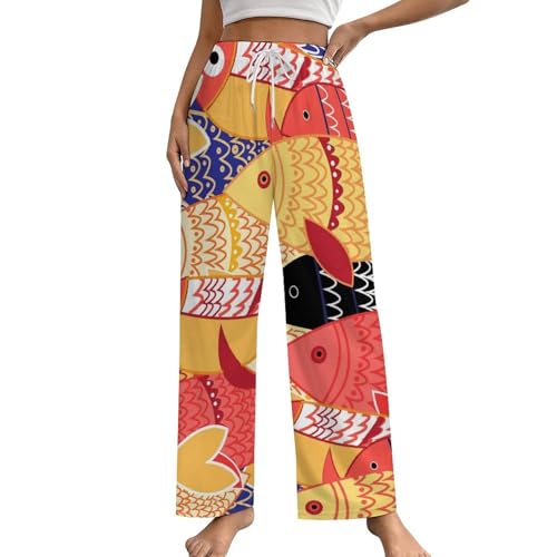 Pantalon de pyjama femme avec poches Poisson Rouge taille S contre le froid