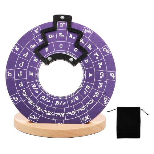 Circle of Fifths Wheel Metal Melody Tool Chord Wheel Guitar Music Theory Disc with Stand for Musicians Beginners(purple)