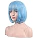wildcos Short 14 Inches Straight Synthetic Cosplay Wig for Women (light blue)