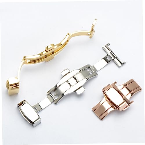 Stainless Steel Non Automatic Double Button Buckle for Leather Straps Elegant Silver Finish Compatible3