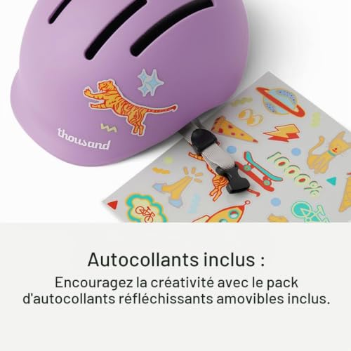 Thousand Jr. Casque de Vélo Enfant – Autocollants réfléchissants Amovibles avec Boucle magnétique Anti-pincement - Certifié CPSC CE ASTM Casque Vélo pour Roller et Skateboard - Power Purple – vue 2