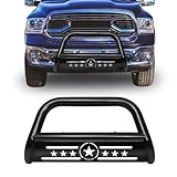 AISHAN Bull Bar Pickup Truck 3' Front Grille Brush Push Bumper Guard with Removable Skid Plate Compatible with 2009-2010 Dodge Ram 1500, 2019-2023 Ram 1500 Classic, Black