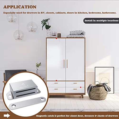 Magnetic Door Catch 6 Pack, 20Lb High Magnetic Stainless Steel Heavy Duty Catch For Kitchen Bathroom Cupboard Wardrobe Closet Closures Cabinet Door Drawer Latch - Silver #TOP2