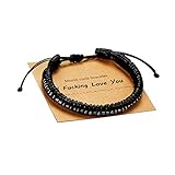 Vrsilver Mens Bracelet Gifts for Him, Black Leather Bracelet for Mens Gifts I Fucking Love You Morse