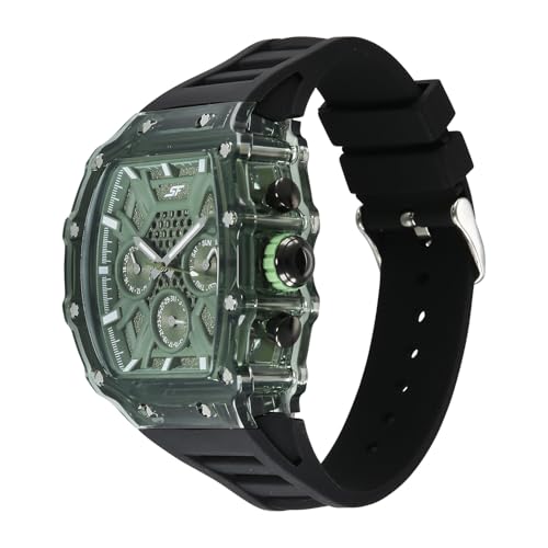 Image of SF Maiden Voyage Sport Watch Quartz Analog with Green Dial Black Silicon Strap Watch for Men - 77178PP09W