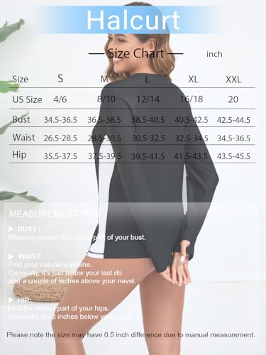 Halcurt Women's Long Sleeve Swim Shirt UPF 50+ Rash Guard Top4