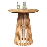 Canditree Table de Jardin Ronde en Bois de Teck, Table à Manger Extérieur Ø70x75 cm