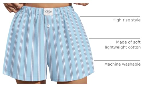 Image of LOMON Womens Boxer Shorts Casual Summer 2026 Pajama Lounge Sleep Pj Gingham Plaid Shorts Y2K Beach Bottoms