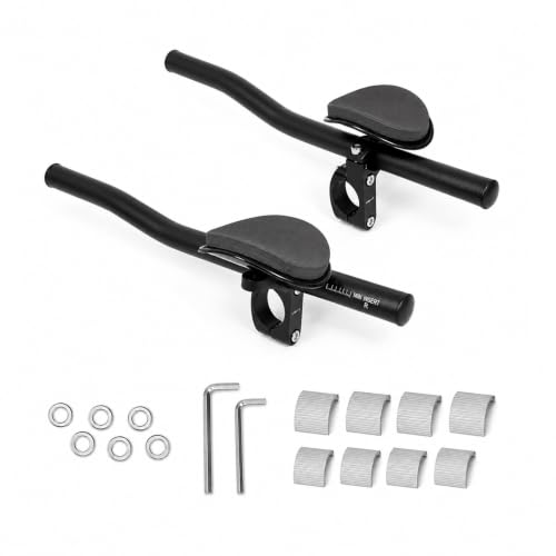 Kezert Prolongateur de Guidon TT, Barres Aero de Vélo Réglables en Aluminium, 25,4-31,8 mm avec Appuie-Bras et Coussinets EVA pour Vélo de Route, VTT, Triathlon et Longue Distance