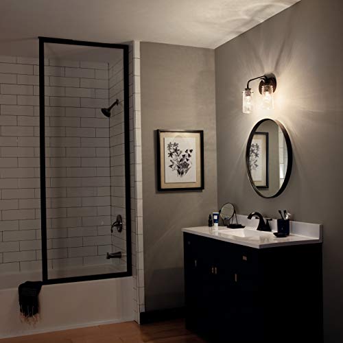Image of KICHLER Braelyn 14.75 inch 2 Light Vanity Light with Clear Seeded Glass Olde Bronze