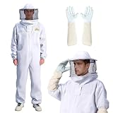 Prorofessional Bee Suit for Men & Women Sting Proof, Round Veil Beekeeping Suits with Glove, Vented Beekeeper Suit for Backyard, Adult Bee Suits for Apiarist Work(XXL fit 5'11''-6'3'')