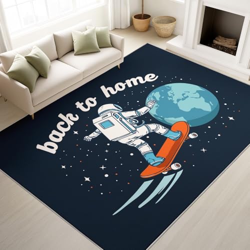 Tapis de salon lavable et antidérapant motif astronaute science-fiction - 2