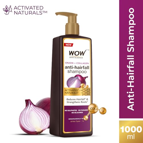 Image of WOW Skin Science Onion Oil Shampoo with Red Onion Seed Oil Extract, Black Seed Oil & Pro-Vitamin B5 | Controls Hair fall | Helps Strengthen Hair | No Sulphate No Paraben | For Men & Women - 1ltr