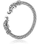 Viking Dragon Head Bracelet Braided Cable Cuff Bangle Adjustable Celtic Knot Cuff Bracelet Scandi...