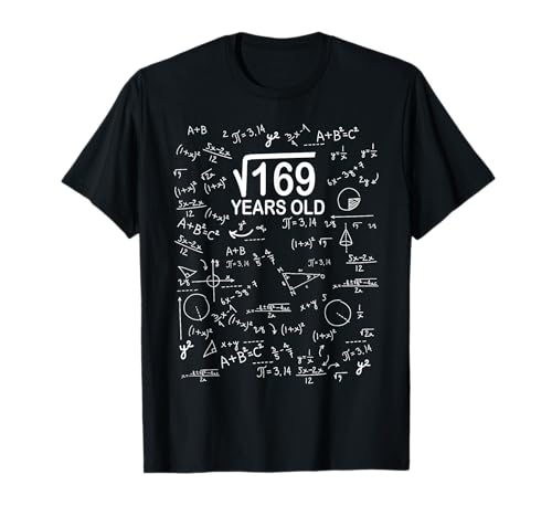 Square Root of 169 Math 13th Birthday Gift 13 Years Old T-Shirt