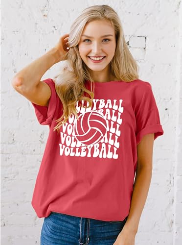 Women's Volleyball Mom T-Shirts - Graphic Short Sleeve Shirts3
