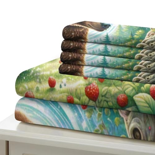 Housse de couette 135x200cm ours brun imprimé 3D microfibre douce