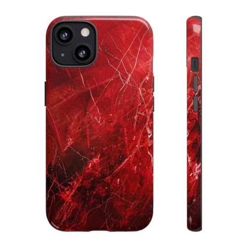 Coque iPhone 13 marbre rouge antichoc et brillante à veines