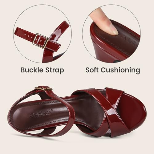 Image of Platform High Heels for Women Strappy Chunky Heels Sandals for Women Open Toe Block Heeled Sandals with Ankle Strap Summer Dress Shoes
