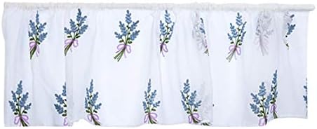 Hapivida Curtains Cafe Valances Voile Curtain Embroidery Kitchen Cafe Net Curtain Panel 39.37 * 19.69in for Home Decor(Blue)