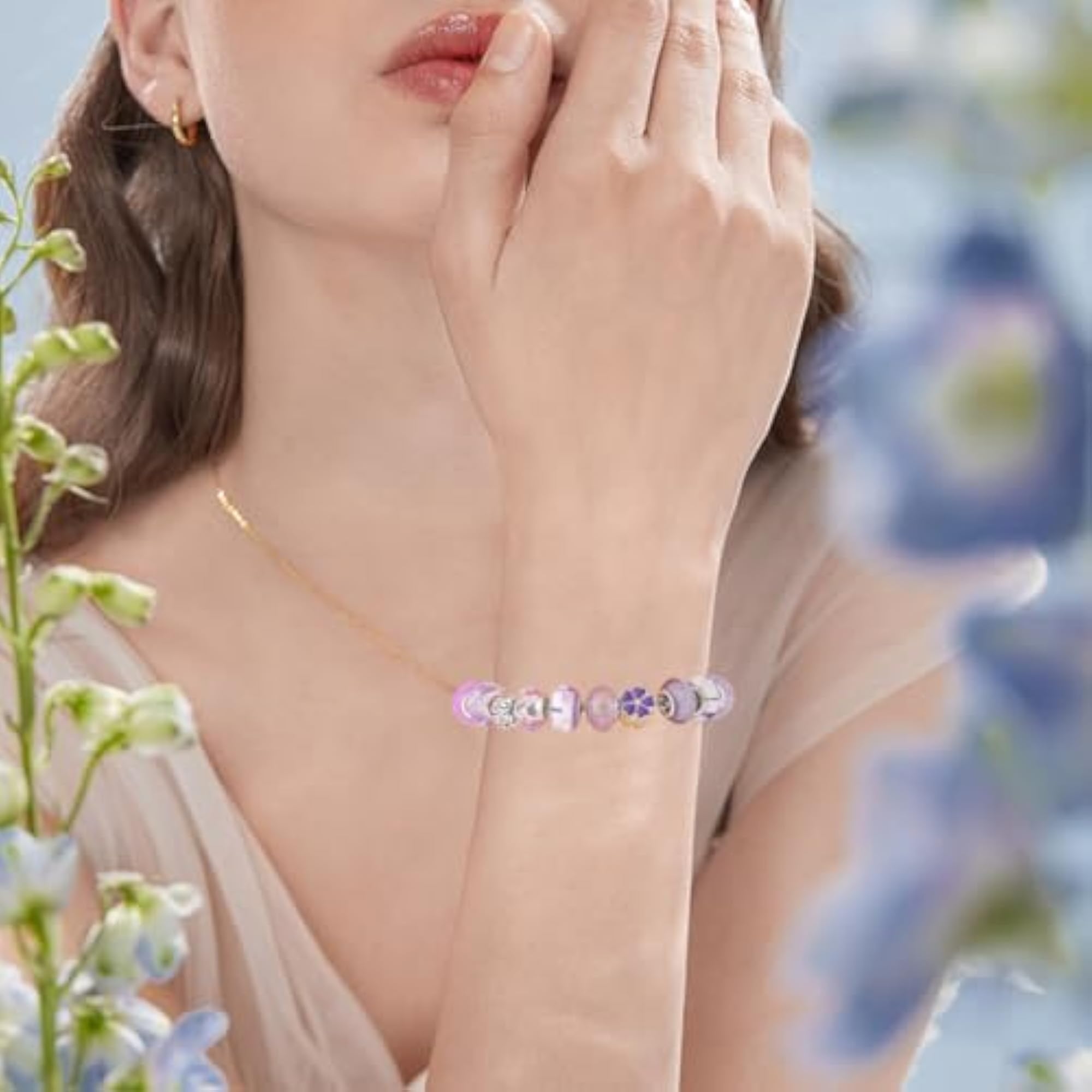 1 Box 50Pcs Purple Big Hole Beads European Beads for DIY Projects