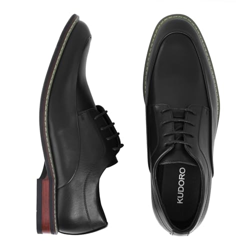Men Black Dress Shoes Classic Cap Toe Oxfords Derby Shoes for Men Size 10.5 by KUDORO - Used condition - Image 3