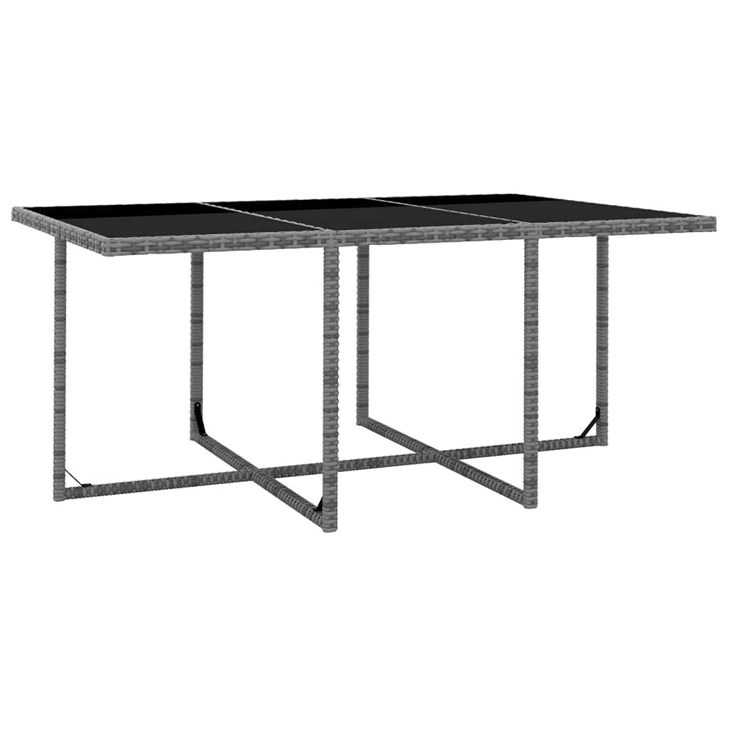 Set da pranzo da giardino in polyrattan, 11 pezzi, con piano in vetro, 167 x 109 cm, resistente alle intemperie, antracite, 10 sedie e cuscini, moderno set da balcone per terrazza e giardino