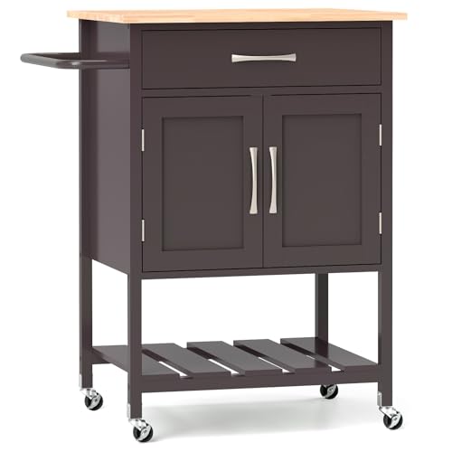 Giantex Rolling Kitchen Island Cart, Mobile Serving Cart with Drawer,