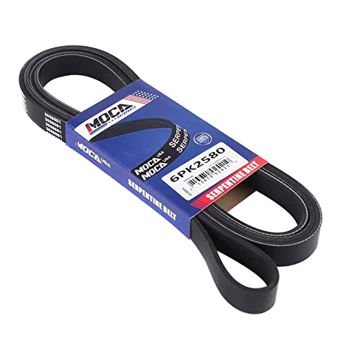 Image of MOCA 6PK2580 EPDM Serpentine Belt Compatible with 11-14 Chrysler 200 2.4L & 07-10 Chrysler Sebring 2.4L & 08-12 Dodge Caliber 2.0L & 01-02 Chevrolet Express 2500 6.5L