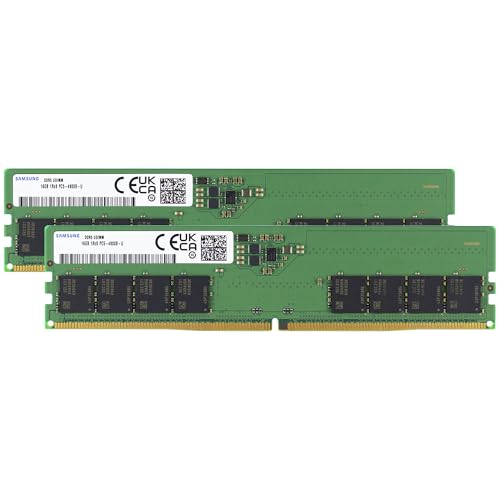 Samsung 32GB (2x16GB) DDR5 4800MHz PC5-38400 CL40 UDIMM 1Rx8 �V���O�������N 1.1V �m��ECC DIMM 288�s�� �f�X�N�g�b�v�R���s���[�^�[ RAM������