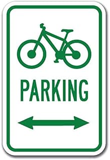Bicycle Parking w/Double Arrow w/Symbol Sign Label Decal Sticker 8"