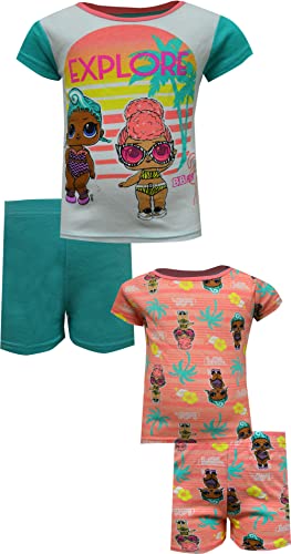 Girls LOL Surprise Vacation Mode 4 Piece Cotton Shortie Pajamas