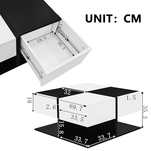 Mesa de centro moderna blanca y negra para eliminar el desorden del sofá 3