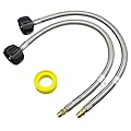 2 Packs 1/4'' Inverted Male Flare RV Propane Pigtail Hose for Travel Trailer, 20 Inch Stainless Braided Rv lp Gas Hoses Connector with QCC1 & Type1 for Outdoor Grills and Camping BBQ with Tape