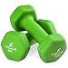 ProSource Set of Two Neoprene Dumbbells, Lime, 4 pounds