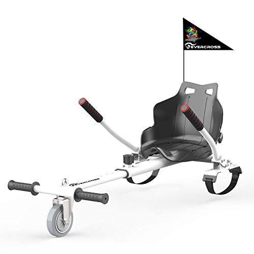 EverCross Hoverboard Seat Attachment, Gen 2 Hoverboard Accessories with Safety Brake, Adjustable Hoverboard Attachments Frame for 6.5" 8" 10" Hoverboard, Suitable for Kids & Adults (White)