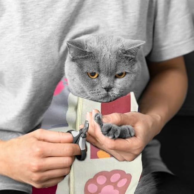 Cat Wrap for Cutting Nails, Self-Adhesive Cat Wrap, Cat Restraint for Nail Clipping, Anti-Scratch Cat Grooming Wrap for Medicine, Nail Clipping, Teeth Brushing, Ear Cleaning-3XO2X0cj